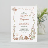 Invitation En Aluminium Whimsical Funky Main tiré Doodles Mariage (Debout devant)