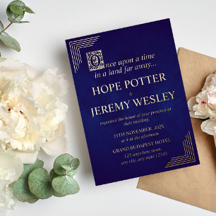 Invitation En Aluminium Whimsical Gold Purple Storybook Fairy Tale Castal