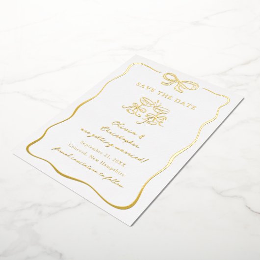 Invitation En Aluminium Whimsical Hand Drawn Bow Frame Save the Date (Rotation)