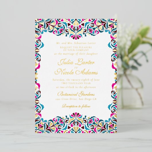 Invitation En Aluminium Whimsical Luxury ivoire Floral Style Mariage front (Debout devant)