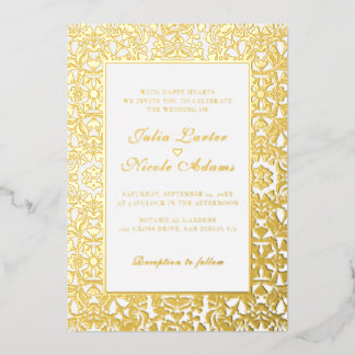 Invitation En Aluminium Whimsical Luxury Ivory Floral Style Border Wedding