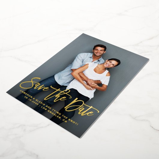 Invitation En Aluminium Whimsical Modern Calligraphy Enregistrer la date P (Rotation)