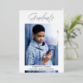 Invitation En Aluminium  Whimsical Modern Graduation Calligraphy Photo (Debout devant)