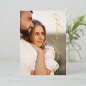 Invitation En Aluminium Whimsical Script Custom Photo Couple Engagement (Debout devant)