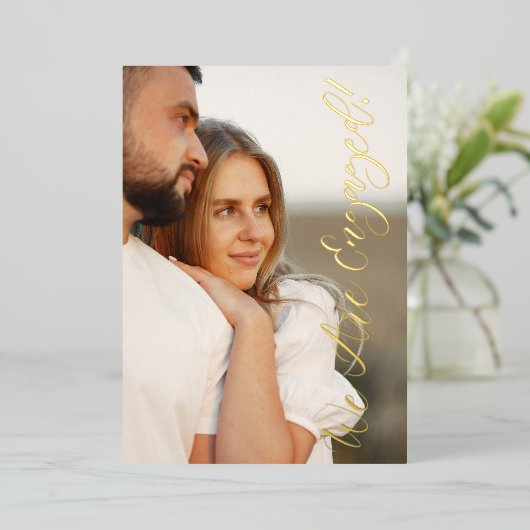 Invitation En Aluminium Whimsical Script Custom Photo Couple Engagement (Debout devant)