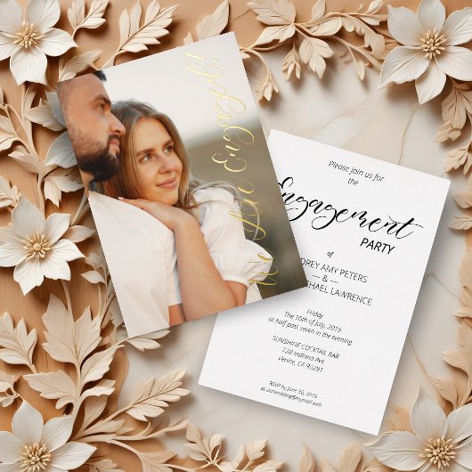 Invitation En Aluminium Whimsical Script Custom Photo Couple Engagement
