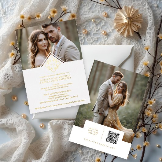 Invitation En Aluminium White Exquisite Simple Wedding Botanical Monogram