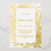 Invitation En Aluminium White gold botanical luxury birthday (Recto)