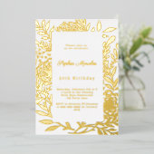 Invitation En Aluminium White gold botanical luxury birthday (Debout devant)