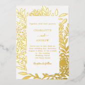 Invitation En Aluminium White gold botanical luxury wedding (Recto)