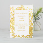 Invitation En Aluminium White gold botanical luxury wedding (Debout devant)