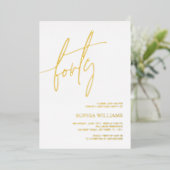 Invitation En Aluminium White & Gold Minimalist 40e anniversaire (Debout devant)