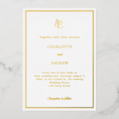 Invitation En Aluminium White gold modern monogram luxury wedding (Recto)