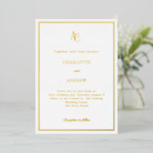 Invitation En Aluminium White gold modern monogram luxury wedding (Debout devant)
