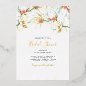 Invitation En Aluminium White Magnolia Watercolor (Recto)