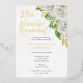 Invitation En Aluminium White Rose Orchid 25e fête Mariage (Recto)
