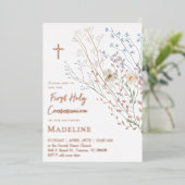 Invitation En Aluminium wildflowers design First Holy Communion (Debout devant)