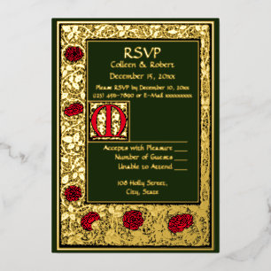 Invitation En Aluminium William Morris Kelmscott Press Floral Rose RSVP