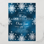 Invitation En Aluminium Winter Onederland snowflakes first birthday party (Recto)