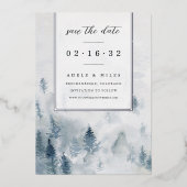 Invitation En Aluminium Winter Reverie | Forêt d'aquarelle Enregistrer la  (Recto)