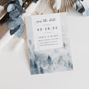 Invitation En Aluminium Winter Reverie   Forêt d'aquarelle Enregistrer la