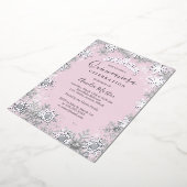 Invitation En Aluminium Winter Snowflake Pink Silver Quinceanera (Rotation)