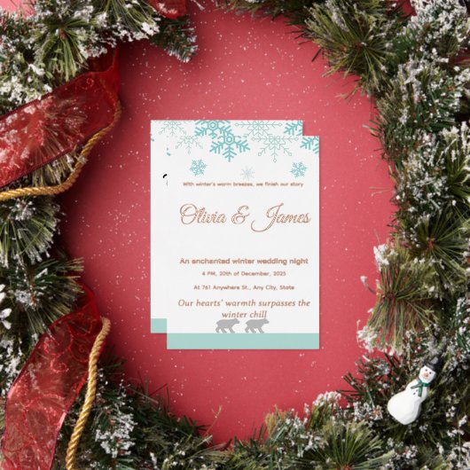 Invitation En Aluminium Winter Snowflake Wedding Invitation​ (Insitu)