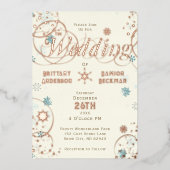 Invitation En Aluminium Winter Wonderland Ivory Blue Snowflake Mariage (Recto)