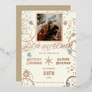 Invitation En Aluminium Winter Wonderland Ivory Snow Photo Enregistrer la