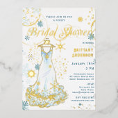 Invitation En Aluminium Winter Wonderland Snowflake robe Fête des mariées (Recto)