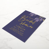 Invitation En Aluminium Wisteria Gold Foil Purple FÊTE DES MARIÉES QR Code (Rotation)