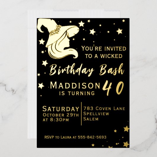 Invitation En Aluminium Witch Silhouette Anniversaire (Enveloppe)