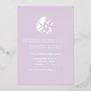 Invitation En Aluminium Y2K Metallic Argent Purple Disco Sweet sixteen