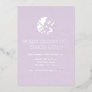 Invitation En Aluminium Y2K Metallic Silver Purple Disco 30e anniversaire