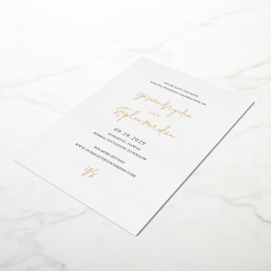 Invitation En Aluminium Yasmin Modern mariage élégant Enregistrer la date (Rotation)