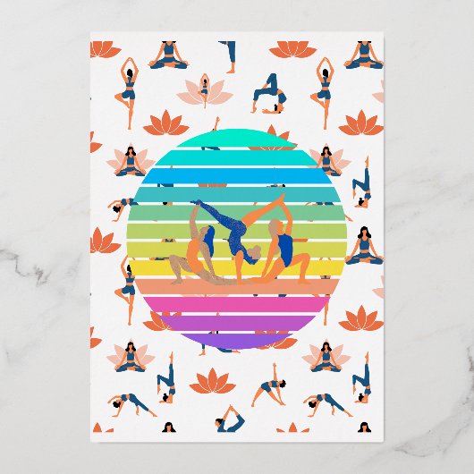Invitation En Aluminium Yoga rétro dans un flux dynamique de couleurs harm (Recto)