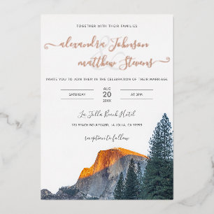 Invitation En Aluminium Yosemite Demi-Dôme Coucher de soleil Mariage Foil