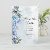 Invitation En amour avec Watercolor Blue Floral Bliss (Debout devant)