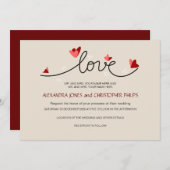 Invitation En amour Mariage texte simple et élégant (Devant / Derrière)