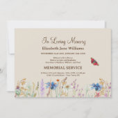 Invitation En Amour Mémoire Funéraire Fleur sauvage & Papillo (Devant)