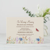 Invitation En Amour Mémoire Funéraire Fleur sauvage & Papillo (Debout devant)