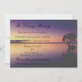 Invitation En amour Memory Memorial Service Sunset Lake (Devant)