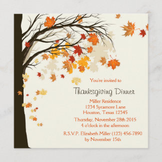 Invitation en baisse de dîner de thanksgiving de
