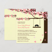 Invitation en baisse de mariage de chêne de coeurs (Devant / Derrière)