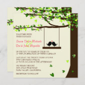 Invitation en baisse de mariage de chêne de coeurs (Devant / Derrière)