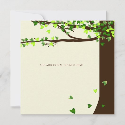 Invitation en baisse de mariage de chêne de coeurs (Dos)