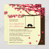 Invitation en baisse de mariage de chêne de coeurs (Devant / Derrière)