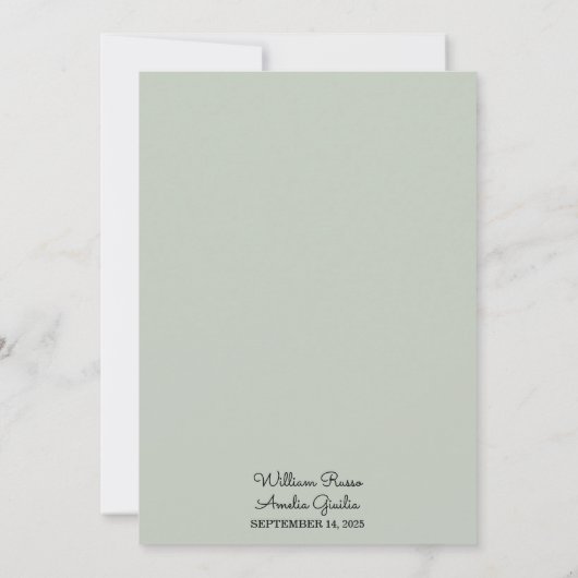 Invitation En Blush pastel Peach Mint Moss Sage Green Mariage (Dos)