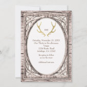 Invitation en bois blanc avec bois de cerf rustiqu (Dos)