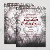 Invitation en bois blanc vintage sculpté de cœur o (Devant / Derrière)